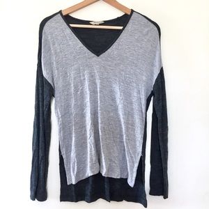 Madewell Heather Blue Stretch Knit V-neck Top XS